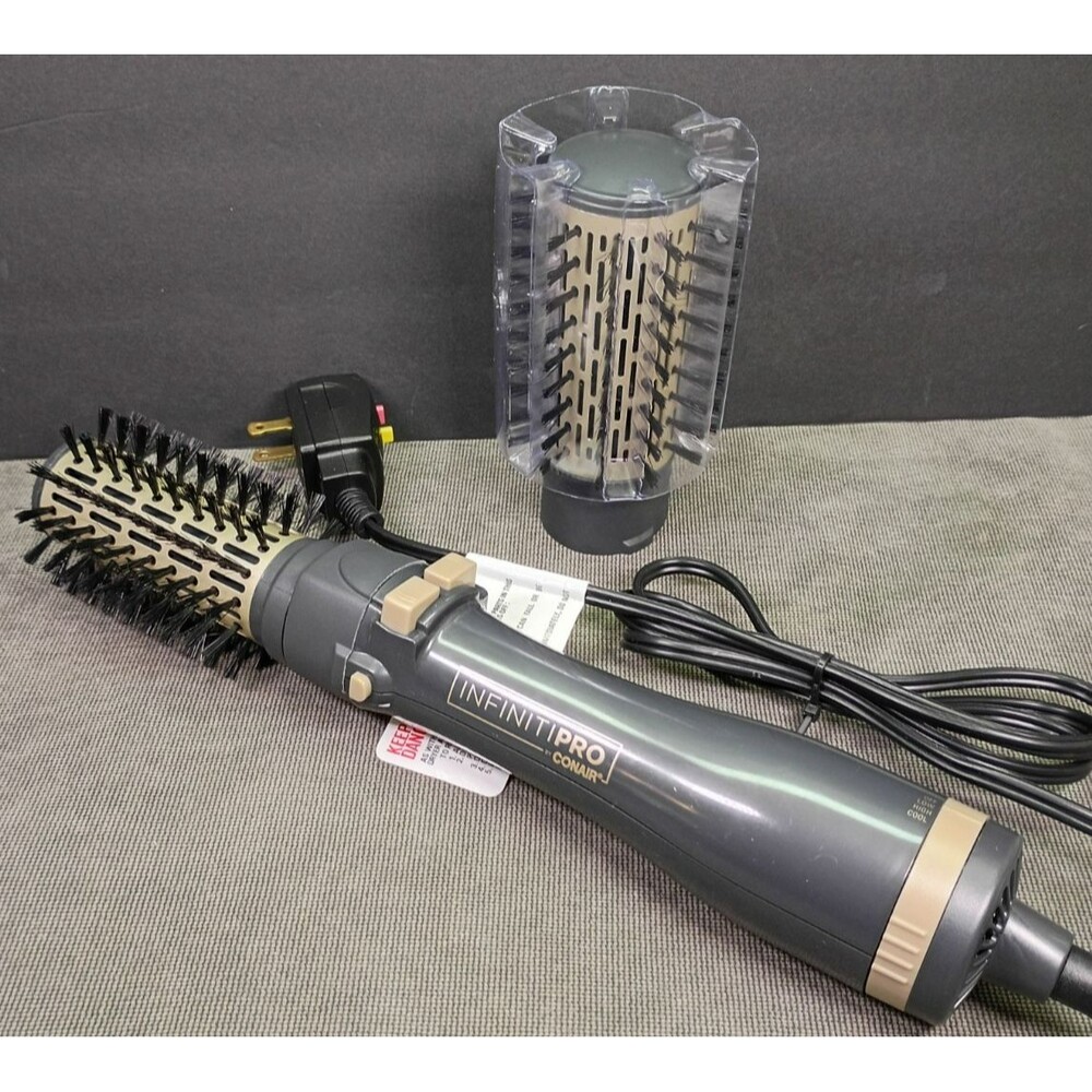 INFINITIPRO By Conair Hot Air Spin Brush Set Black Ionic Ceramic 2in 1.5in 500W